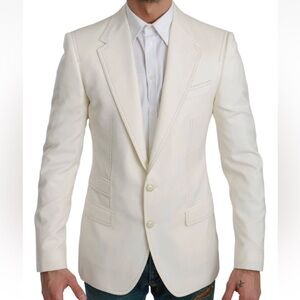 Dolce & Gabbana Men's White Cream Sicilia Single Breasted Blazer - Size 36 US